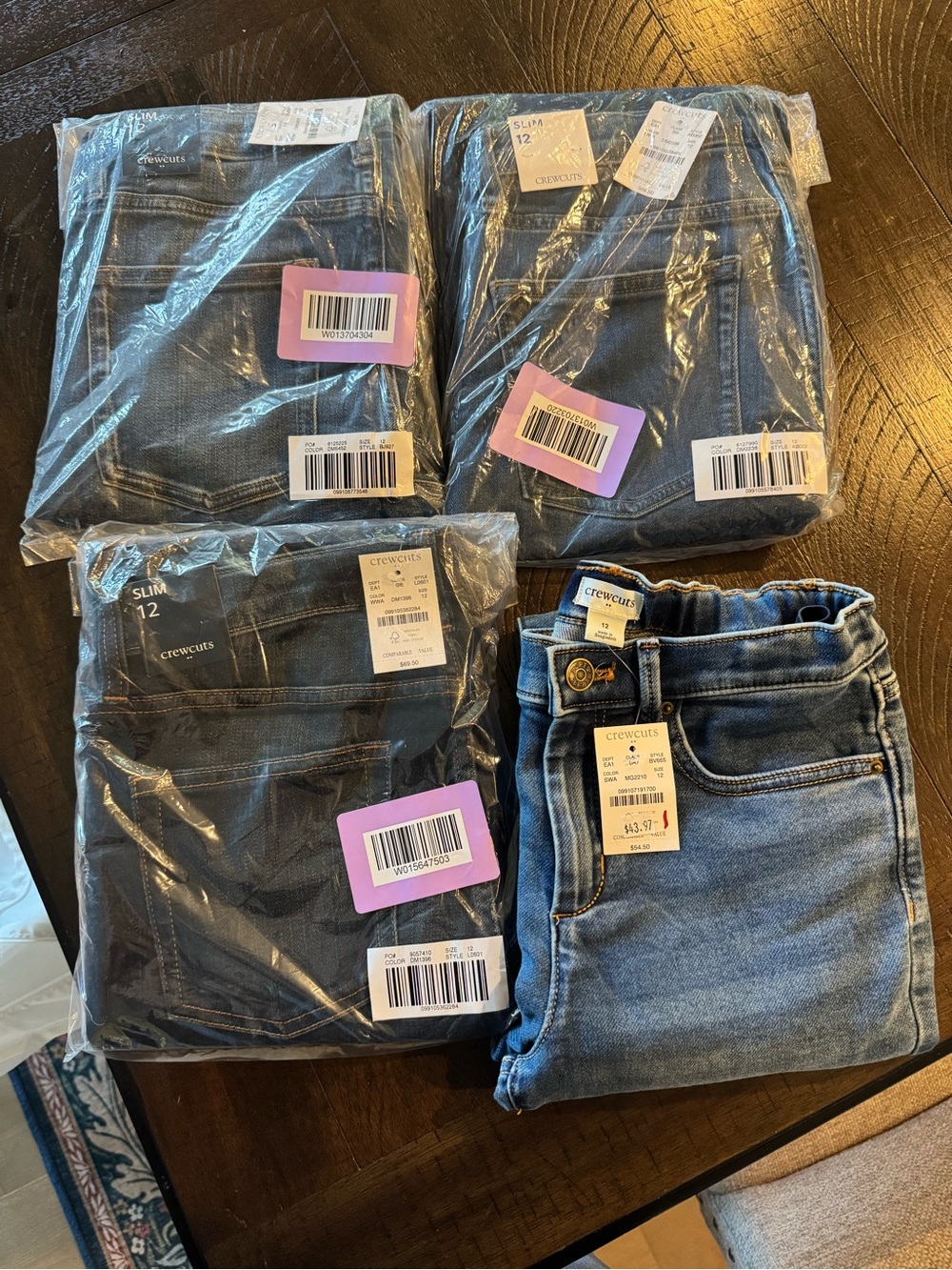 Crewcuts Boys Slim Jeans SZ 12- Blue 4 pair
